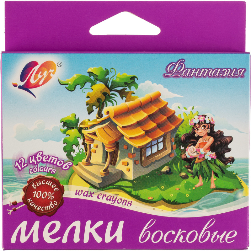 Изображение товара Мелки восковые Луч Фантазия круглые 12 цветов