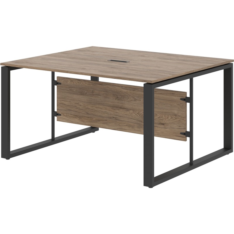 Изображение товара Стол для переговоров Enio ECT 1412 на металлокаркасе с кабель-каналом (кария пальмира/антрацит, 1400х1200х750 мм)