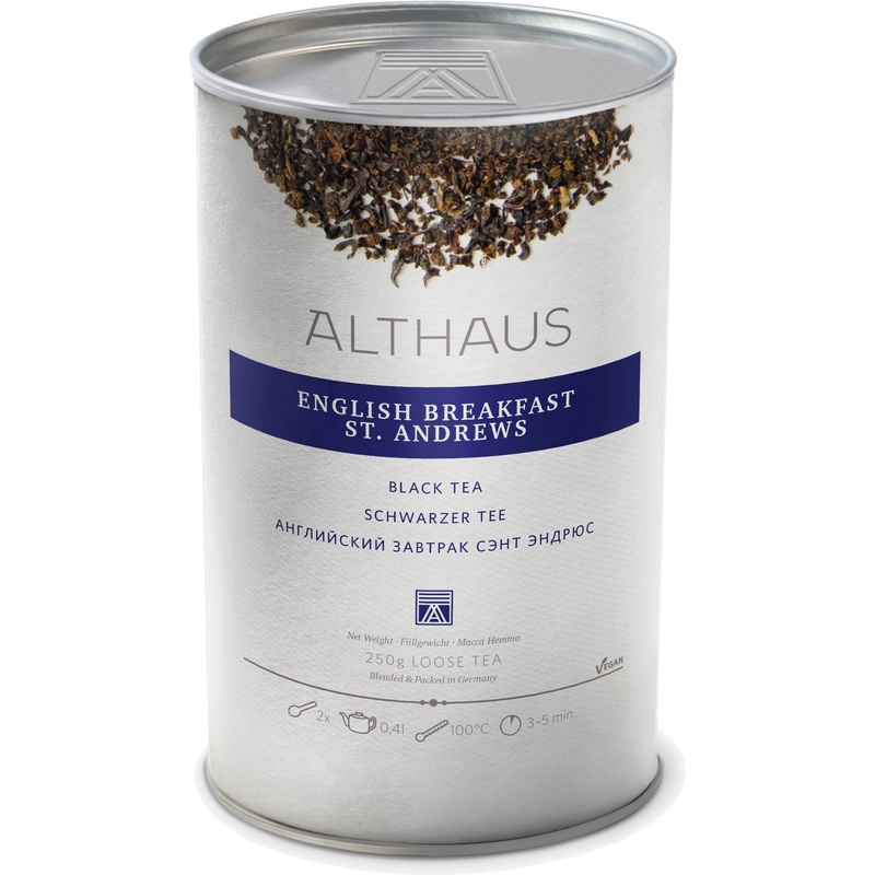 Изображение товара Чай листовой чёрный Althaus English Breakfast St. Andrews 250 г Изображение товара Чай листовой чёрный Althaus English Breakfast St. Andrews 250 г