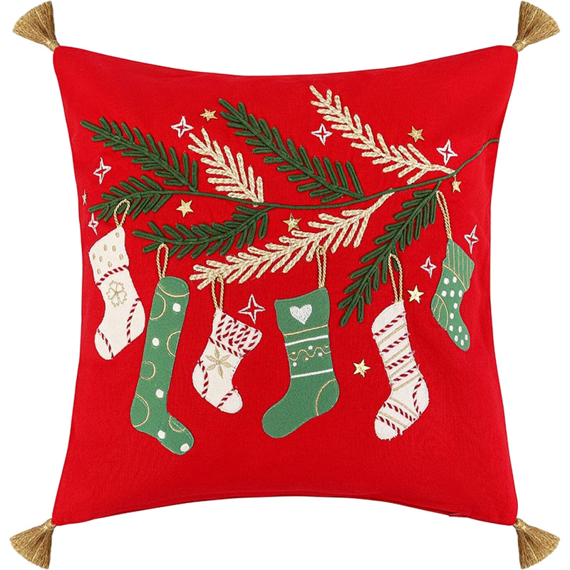 Изображение товара Наволочка Tkano Winter wishes 45x45 см хлопок красная праздничная коллекция