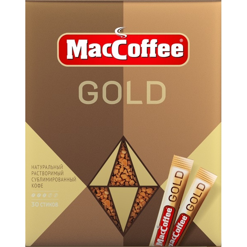Изображение товара Кофе растворимый MacCoffee Gold порционный 30 пакетов по 1.8 г