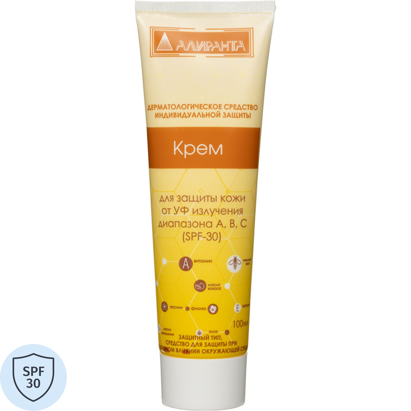 Изображение товара Крем защитный Алирандта SPF30 100 мл для рук и лица водостойкий