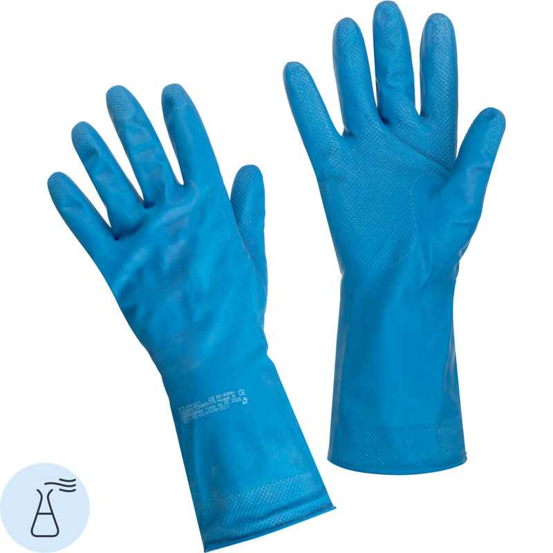 Изображение товара Перчатки КЩС латексные Азри Суперфлок, 100 пар, S, синий