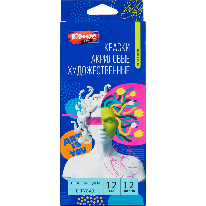 Изображение товара Краски акриловые Комус Арт набор 12 цветов 12 мл