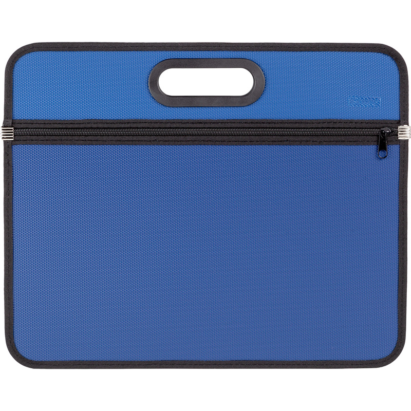 Изображение товара Пластиковая папка-портфель Комус А4+ синяя с отделением и карманами