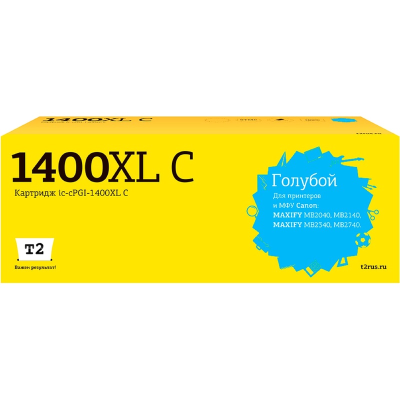 Изображение товара Картридж струйный T2 IC-CPGI-1400XL C PGI-1400XL C для Canon голубой