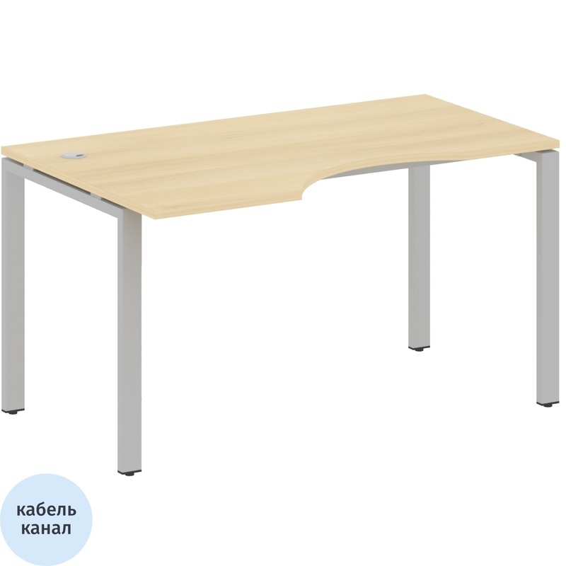 Изображение товара Эргономичный стол Metal System Style БП.СА-2 Л из ЛДСП с металлическим каркасом, 1400х900 мм, Росси