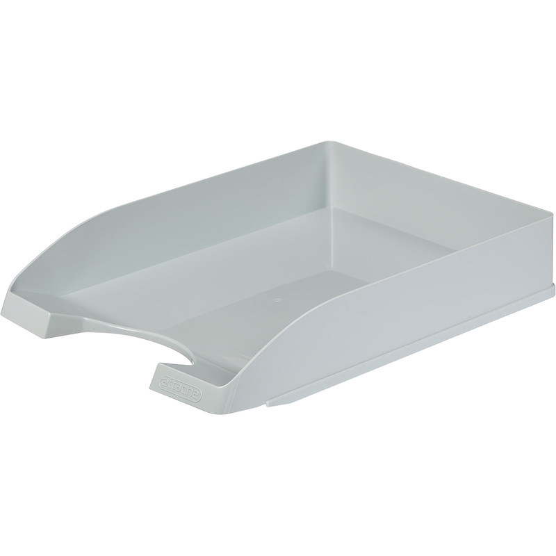 Изображение товара Горизонтальный пластиковый лоток для бумаг формата A4 серый 5 штук