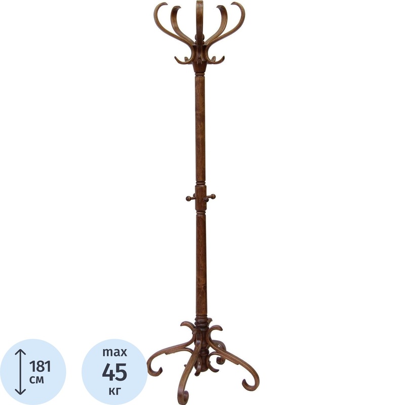 Изображение товара Вешалка напольная В 2Н на 5 персон тёмно-коричневая из дерева