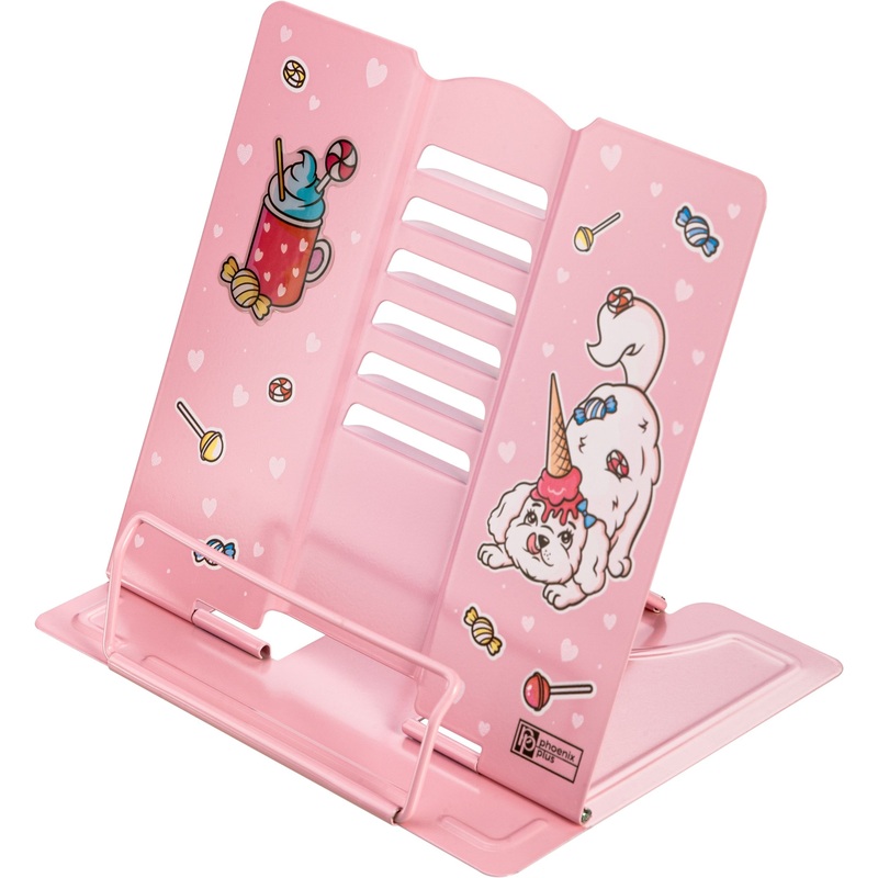 Изображение товара Подставка для книг Феникс+ Щенок Сладкоежка металлическая розовая