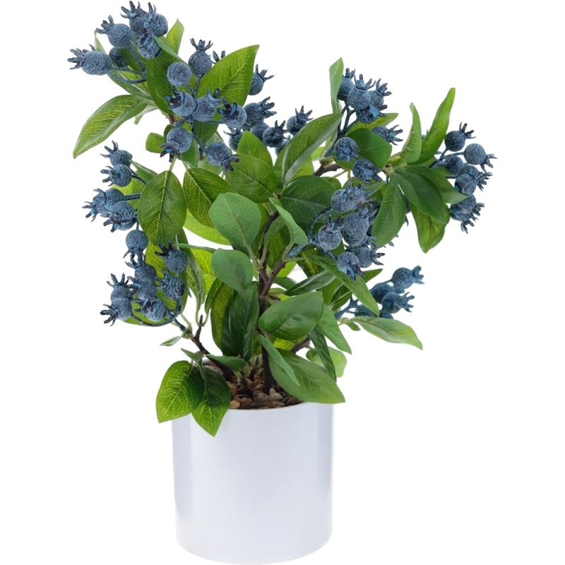 Изображение товара Композиция искусственных цветов Голубика в горшке 34 см для дома