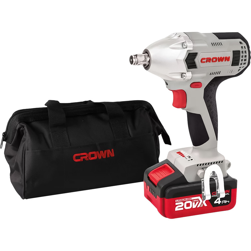 Изображение товара Аккумуляторный ударный гайковерт Crown CT22015HX-4 TB 20V Max 320 Нм с 2 аккумуляторами