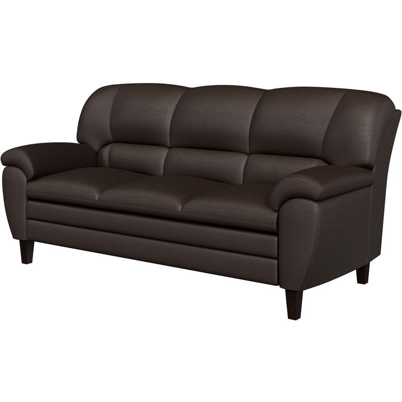 Изображение товара Диван трехместный Bayu коричневый из натуральной кожи с компаньоном