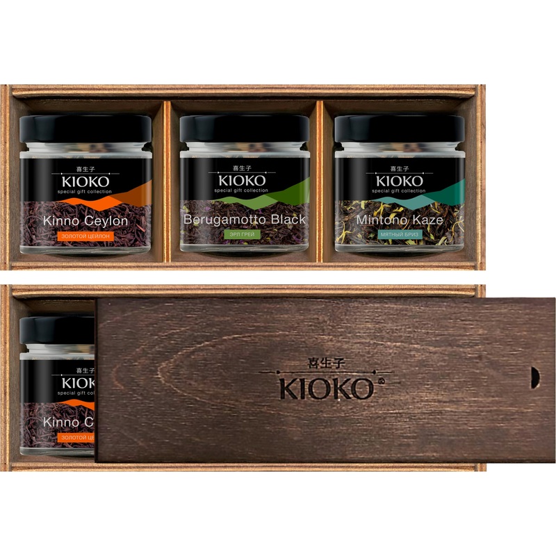 Изображение товара Подарочный набор чая Kioko Kagoshima Black 90 г в деревянной шкатулке
