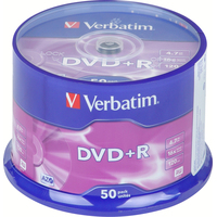 Диск DVD+R Verbatim 4.7 ГБ 16x cake box 43550 (50 штук в упаковке)
