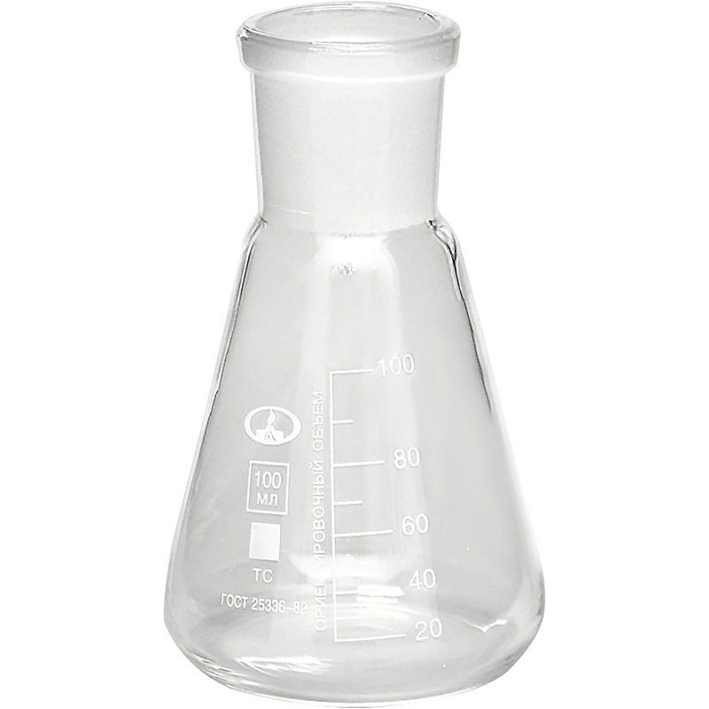 Изображение товара Лабораторная коническая колба объем 100 мл КН-1- 29/32 из стекла Россия