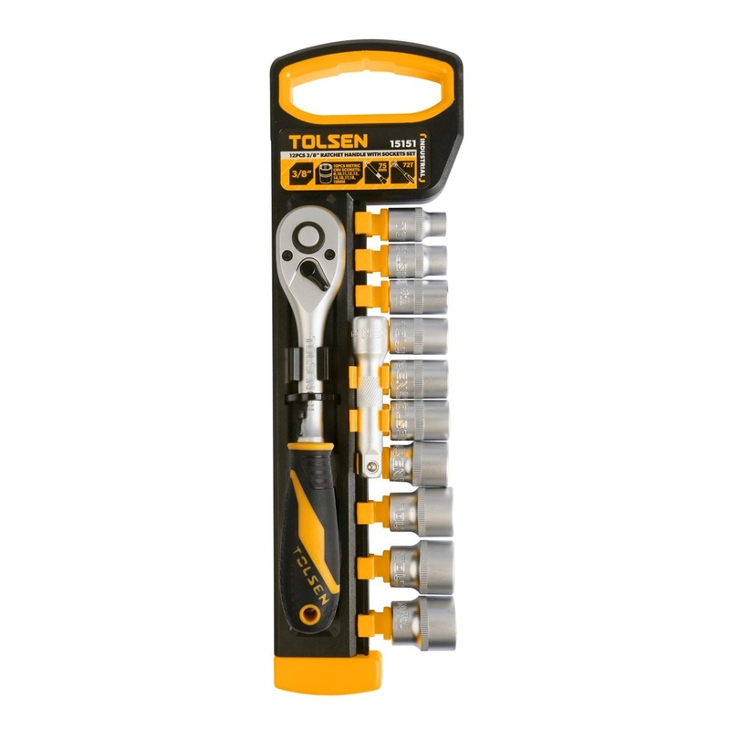 Изображение товара Набор головок торцевых Tolsen 8-19 мм с трещоткой в пластиковом держателе