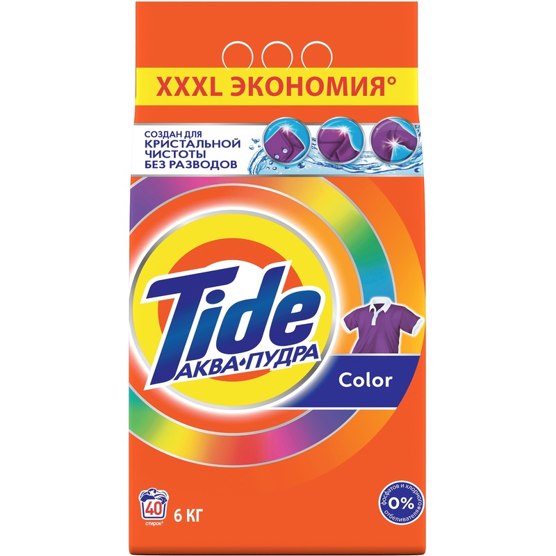 Изображение товара Порошок стиральный автомат Tide Color Аква Пудра 6 кг для цветного белья