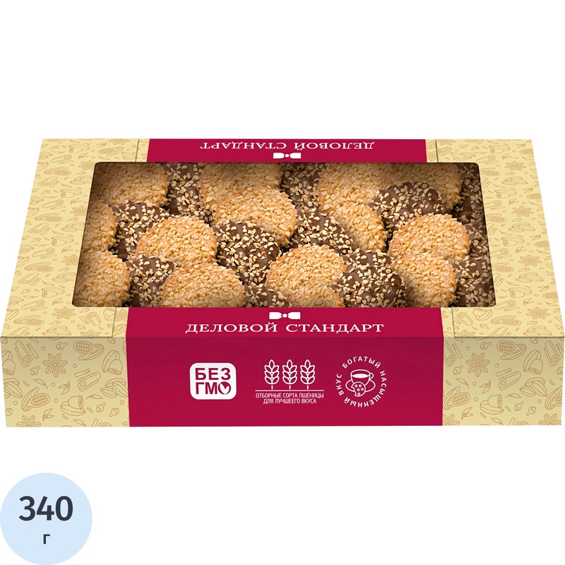 Изображение товара Печенье сдобное в глазури Деловой Стандарт с фундуком и шоколадом 340 г