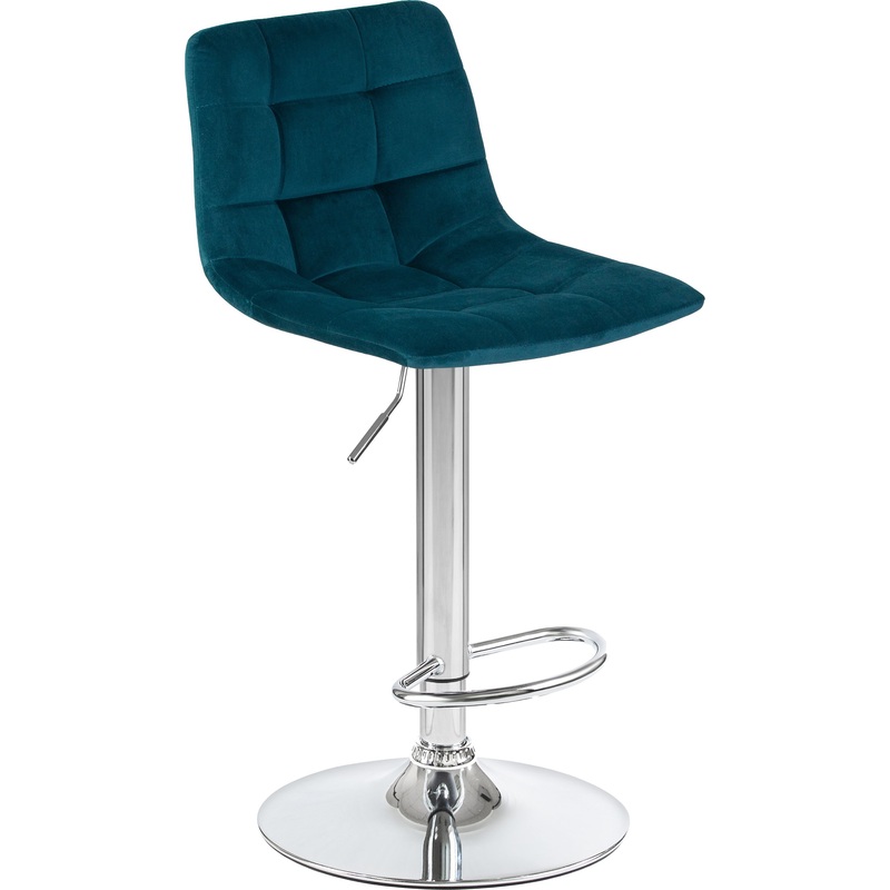 Изображение товара Стул барный DOBRIN TAILOR синий/хром (велюр, фанера)