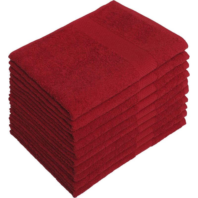 Изображение товара Набор махровых полотенец 10 штук 40x70 см малиновые