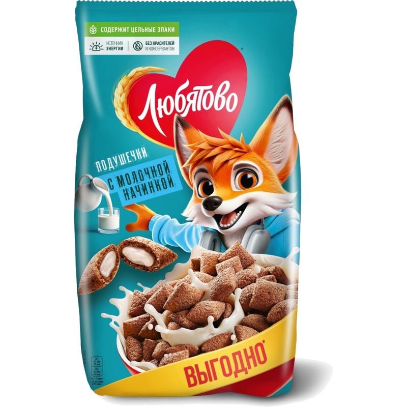 Изображение товара Подушечки Любятово с молочной начинкой 500 г для быстрого завтрака