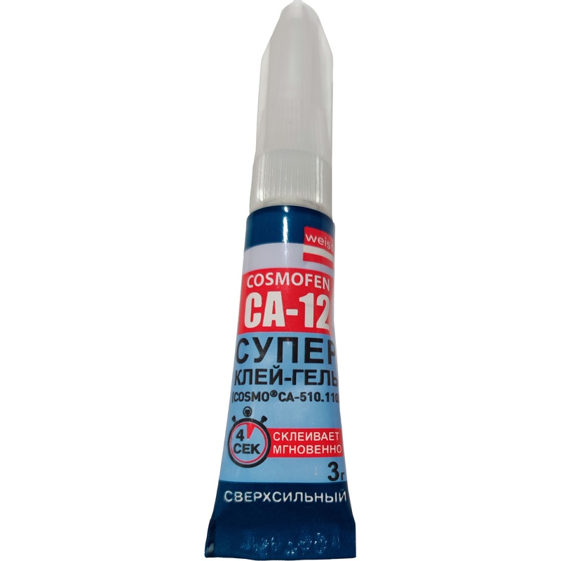 Изображение товара Клей-гель секундный Cosmofen CA 12 3 г универсальный для ремонта и склеивания