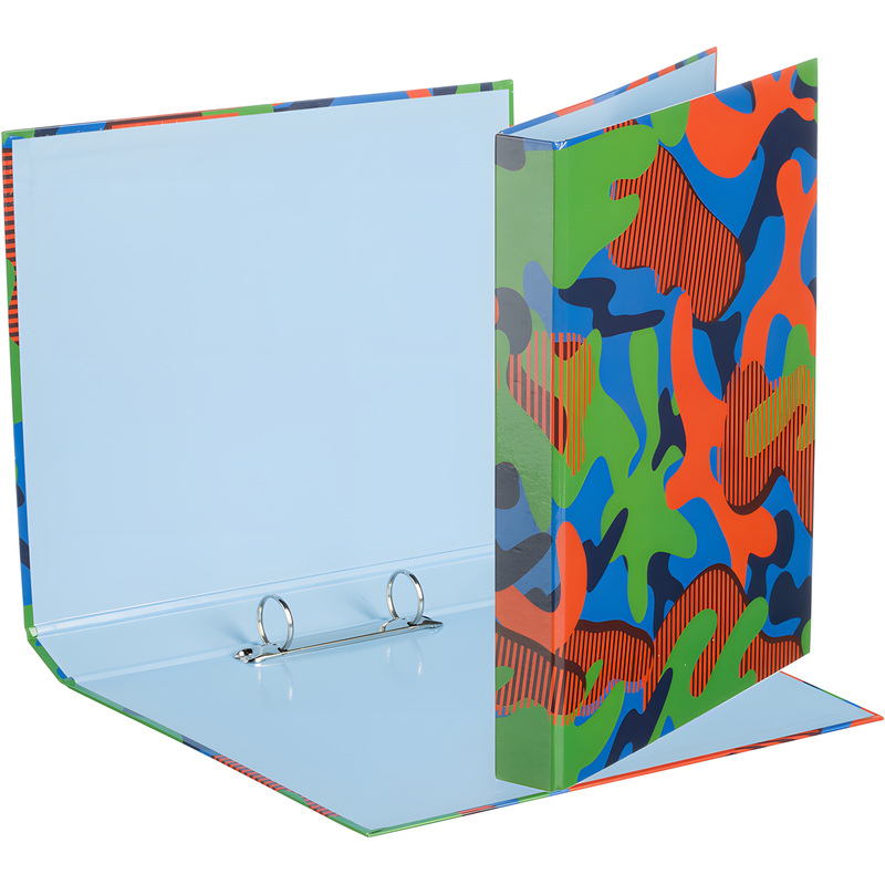 Изображение товара Папка на 2-х кольцах картон №1 School Милитари 35 мм голубая до 220 листов