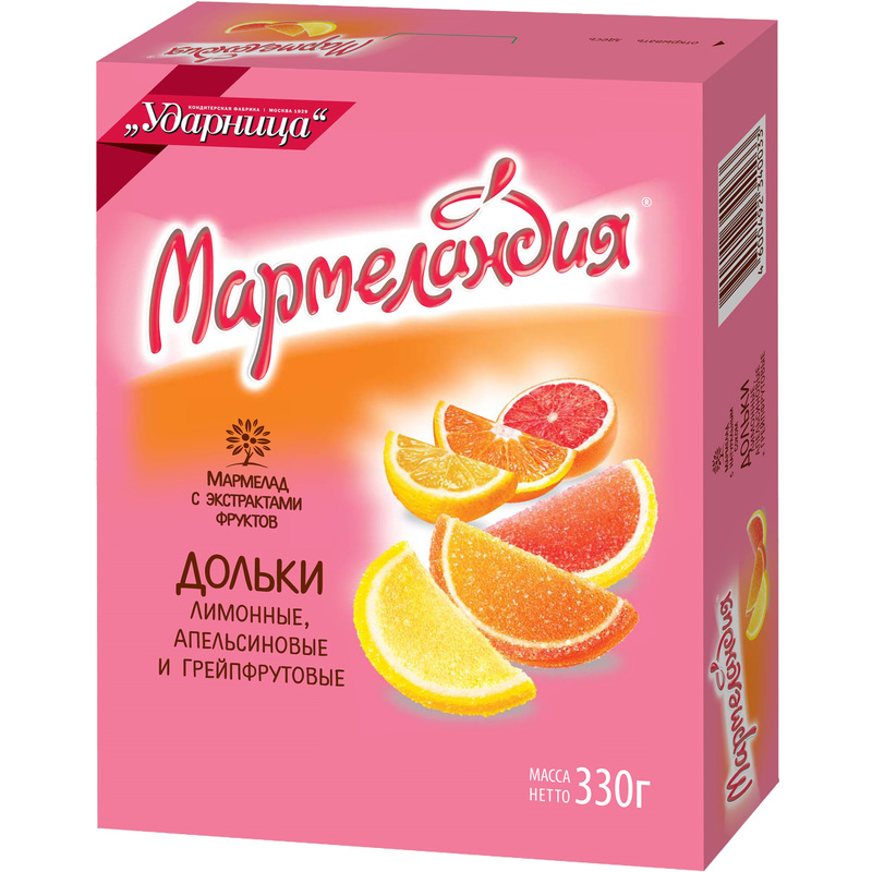 Изображение товара Мармелад дольки Ударница Мармеландия 330 г натуральный цитрусовый вкус