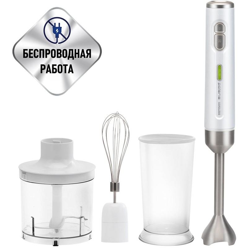 Изображение товара Погружной блендер Polaris PHB 0746 CordLess мощность 700Вт USB акумулятор белый