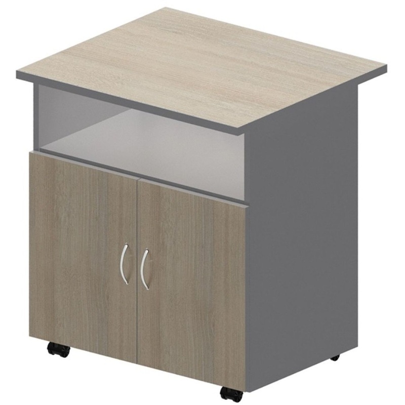 Изображение товара Тумба подкатная для оргтехники Комус Мебель (Easy to lead) Easy Standard (светлый дуб/серый, 718x600x739 мм)