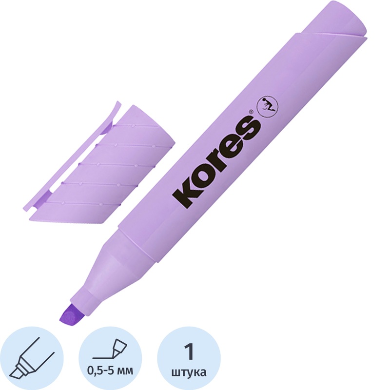 Изображение товара Текстовыделитель Kores High Liner Plus Pastel фиолетовый 0.5-5 мм