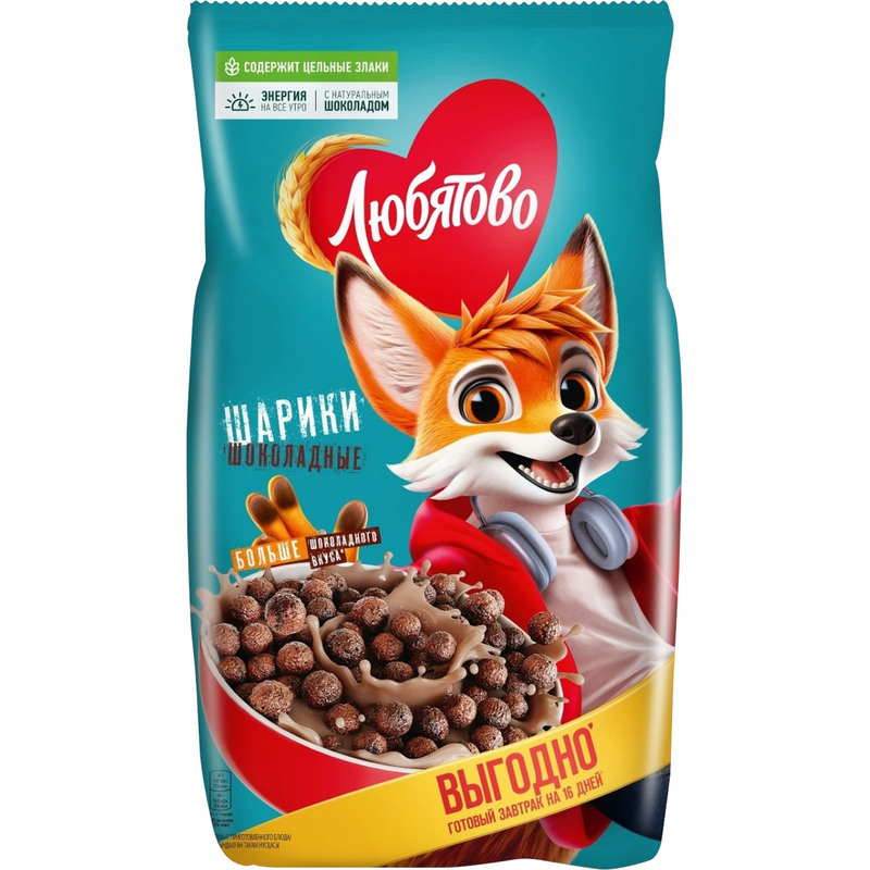 Изображение товара Шоколадные шарики Любятово 500 г - питательный сухой завтрак и перекус