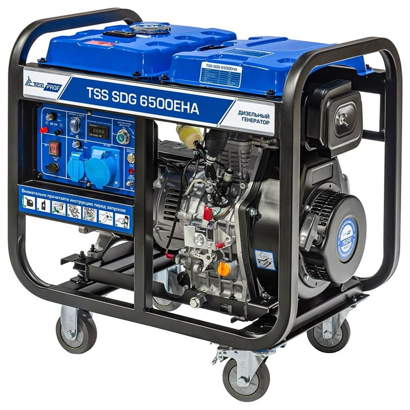 Изображение товара Генератор дизельный ТСС SDG 6500EHA 6 кВт с электростартером и колесами