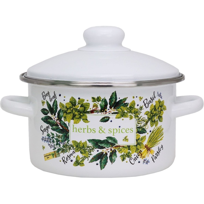 Изображение товара Кастрюля Эмаль Травы и специи 4 л с крышкой