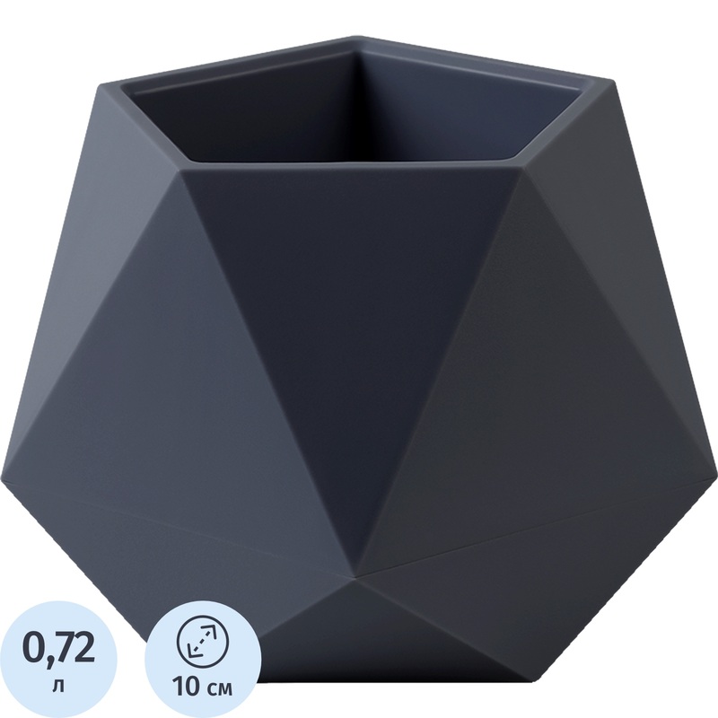Изображение товара Кашпо с поддоном La decoro Абремо 0.72 л антрацит стильное для растений