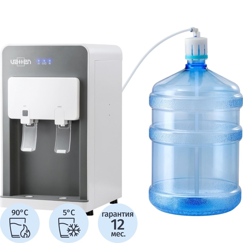 Изображение товара Кулер для воды Vatten серый с нагревом и охлаждением настольный