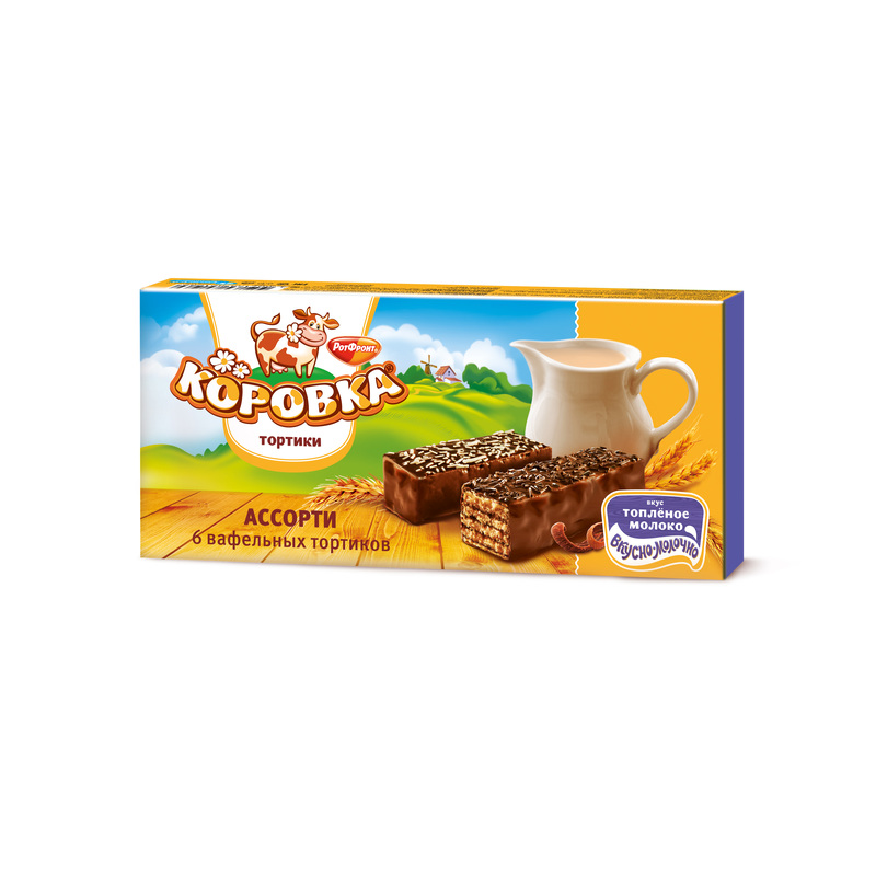 Изображение товара Торт вафельный Коровка топленое молоко ассорти 250 г