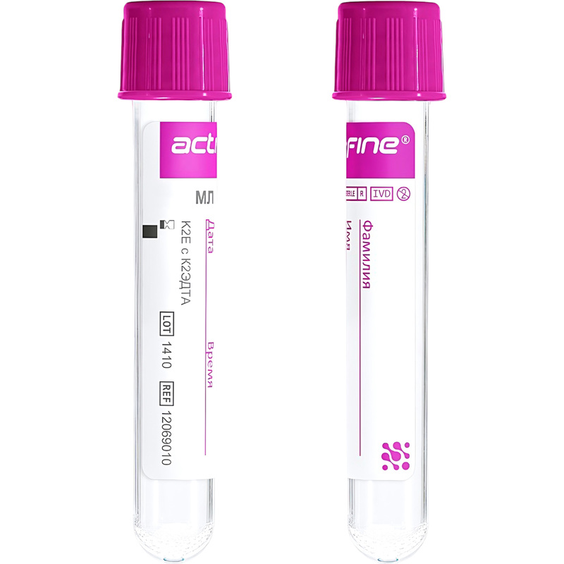 Изображение товара Вакуумные пробирки Acti-Fine с ЭДТА-К2 2 мл пластик