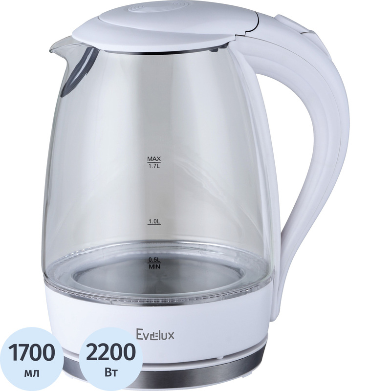 Изображение товара Электрический чайник Evelux EWK 0903 G белый 1.7л 2200Вт