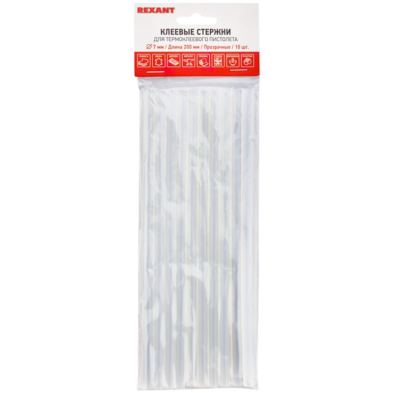 Изображение товара Резонантные прозрачные клеевые стержни 7х200 мм для термопистолета 10 штук