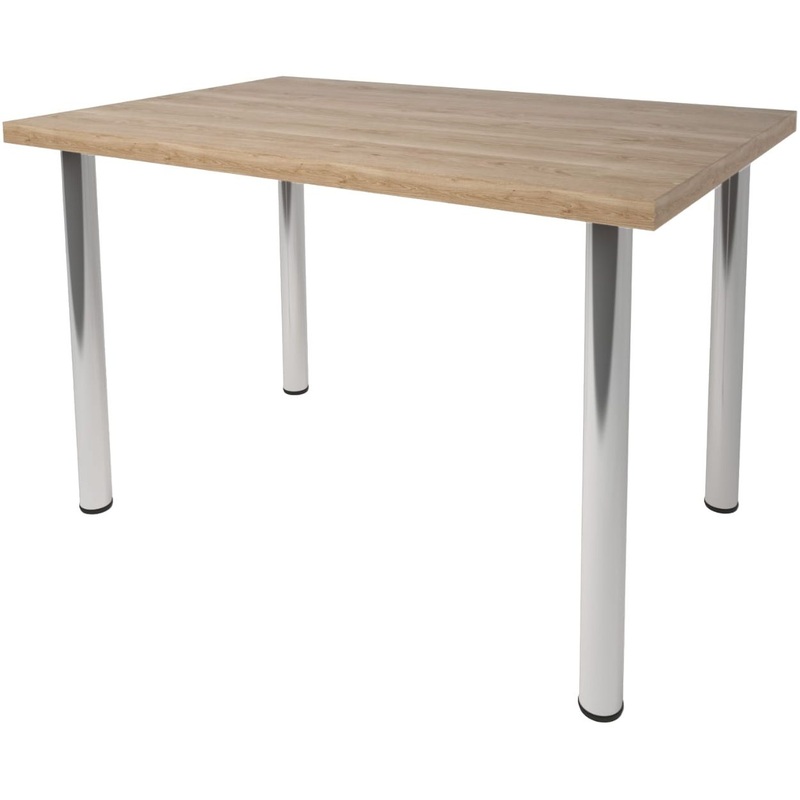 Изображение товара Обеденный стол Статус Гранд дуб горный хром 120x80 см стулья интерьер