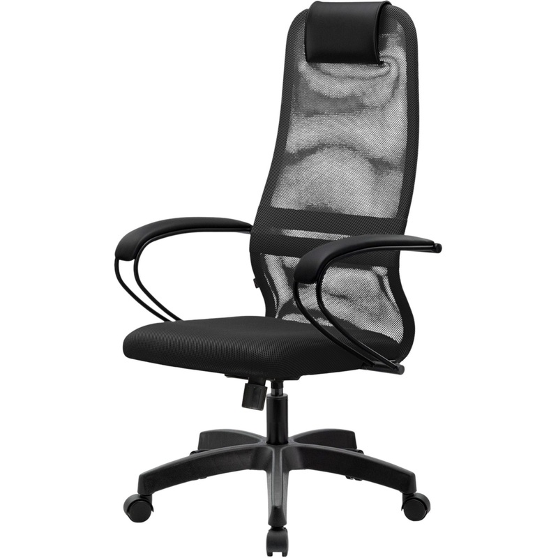 Изображение товара Кресло ErgoLife Sit 8 чёрное (сетка, металл) с подголовником