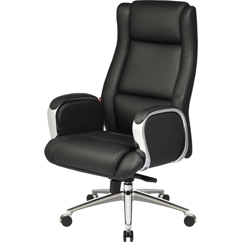Изображение товара Уценка. Кресло для руководителя Комус Мебель (Easy Chair) 545 чёрное (натуральная кожа с компаньоном, металл хромированный) Изображение товара Уценка. Кресло для руководителя Комус Мебель (Easy Chair) 545 чёрное (натуральная кожа с компаньоном, металл хромированный)