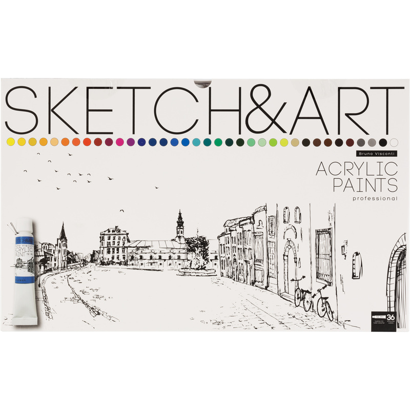Изображение товара Краски акриловые Sketch&Art набор 36 цветов по 12 мл в тубах