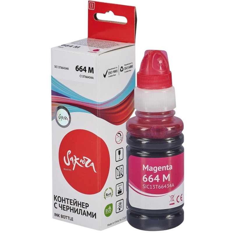 Изображение товара Чернила Sakura C13T66434A 664 M для Epson пурпурные совместимые