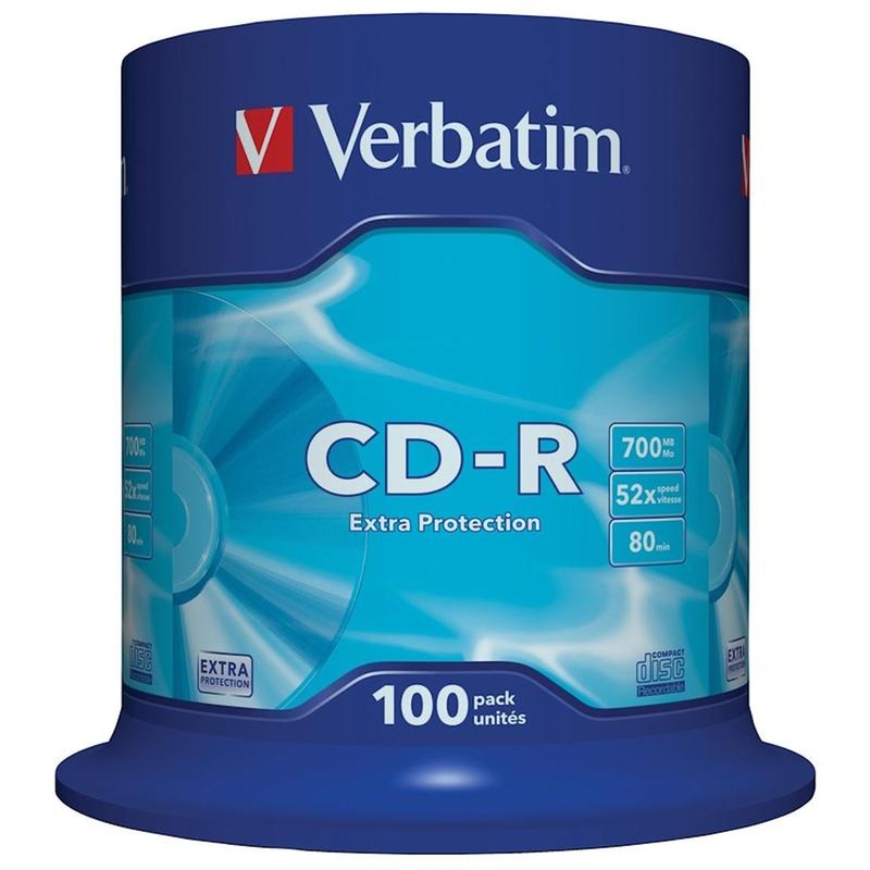 Изображение товара Диск CD-R Verbatim 700 МБ 52x cake box 100 штук