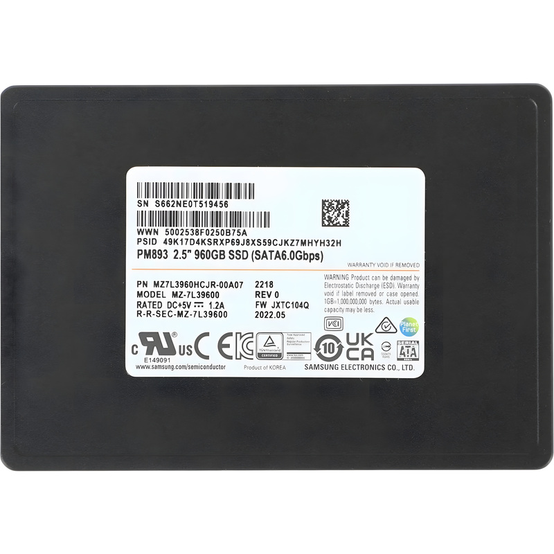 Изображение товара SSD накопитель Samsung PM893 960 ГБ (MZ7L3960HCJR-00A07)