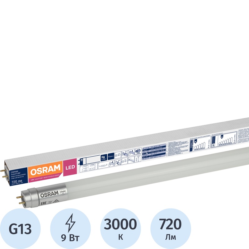 Изображение товара Светодиодная лампа Osram 9 Вт G13 T8 3000 К матовая