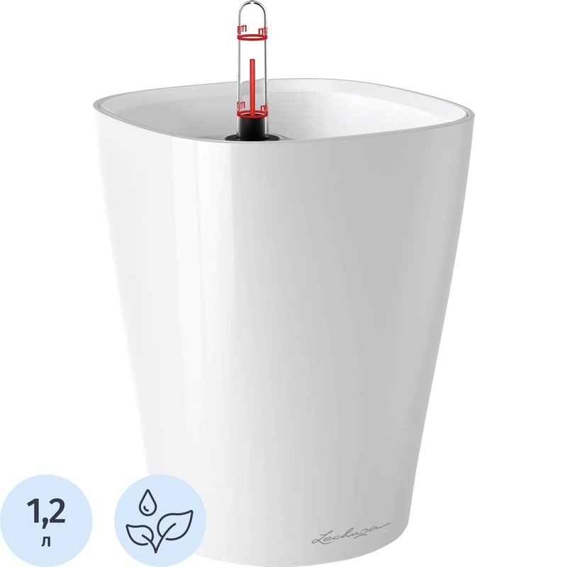 Изображение товара Кашпо с автополивом Lechuza Deltini 1.7 л белый блестящий